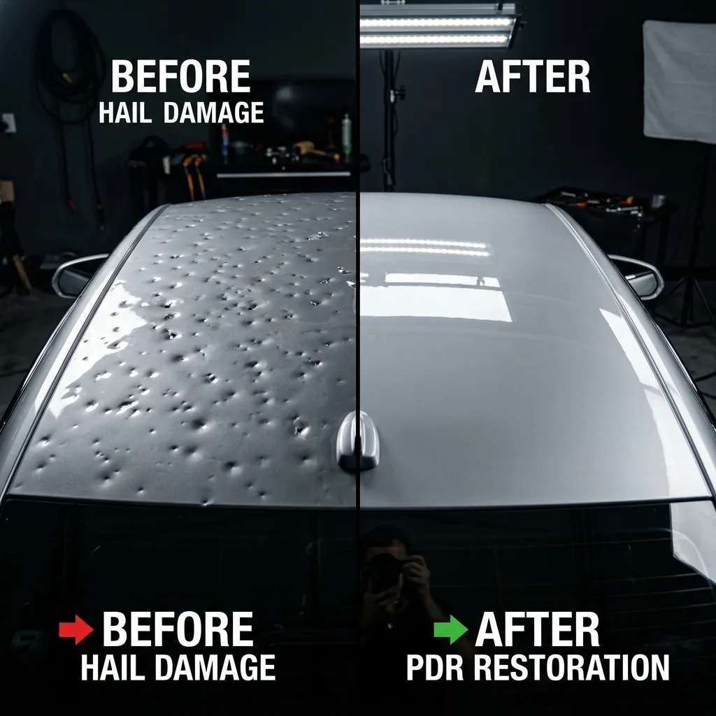 Recuperação de danos por chuva de granizo — Antes e Depois
